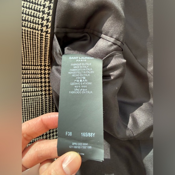 YSL Saint Laurent houndstooth print double breasted blazer jacket - Picture 4 of 6